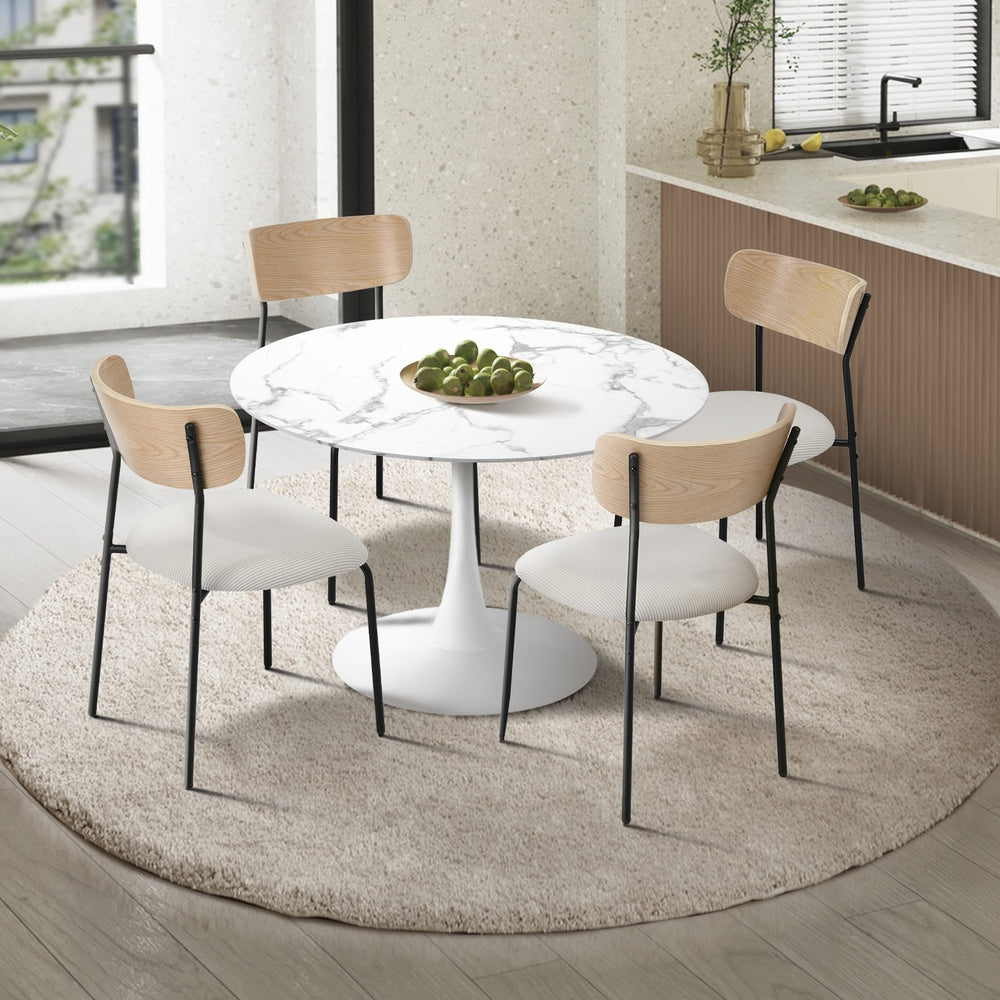 Oikiture 90cm Dining Table and Chairs 4-Seater Kitchen Furniture Set