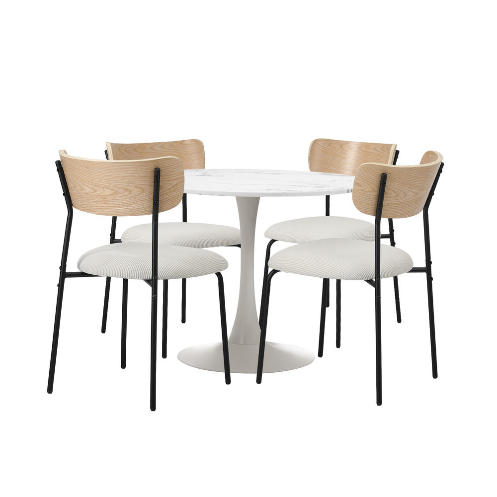Oikiture 90cm Dining Table and Chairs 4-Seater Kitchen Furniture Set