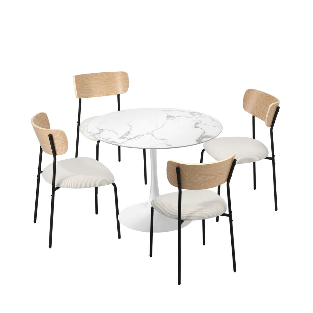 Oikiture 90cm Dining Table and Chairs 4-Seater Kitchen Furniture Set