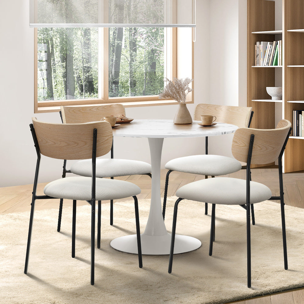 Oikiture 90cm Dining Table and Chairs 4-Seater Kitchen Furniture Set