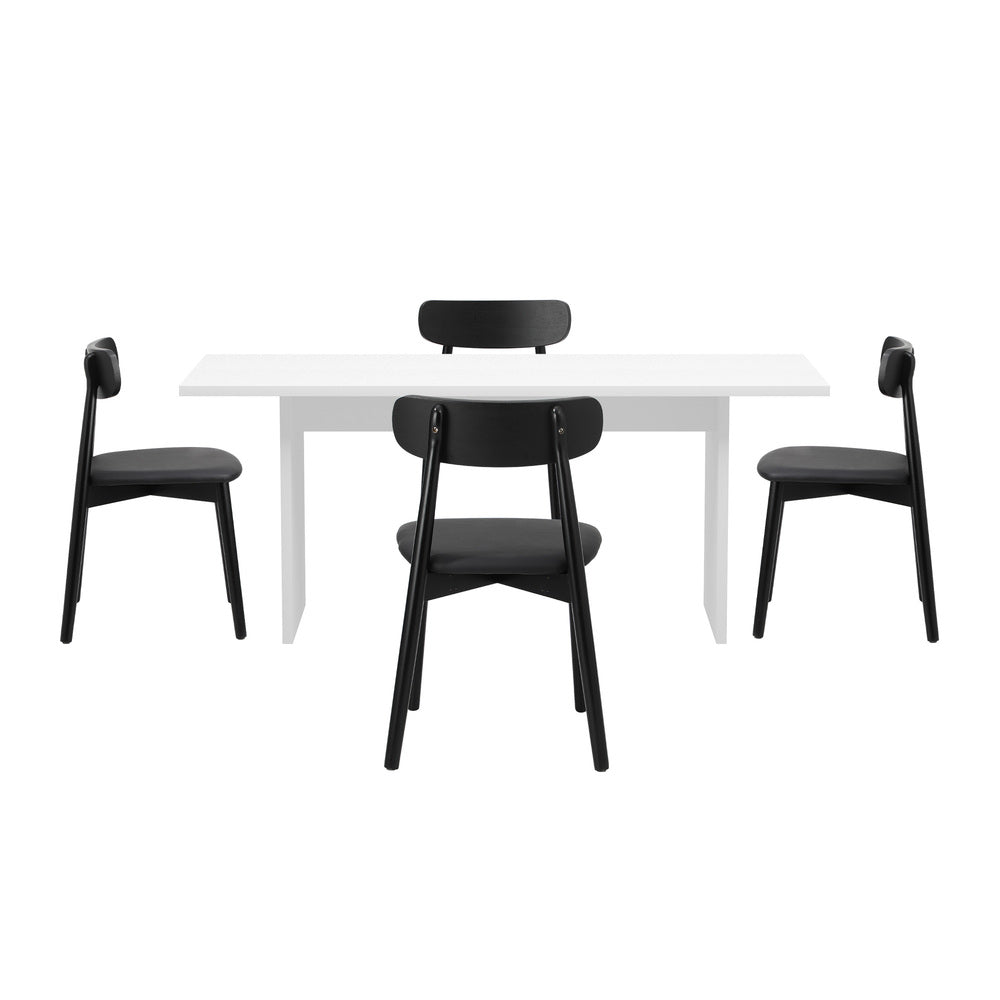 Oikiture 4-Seater Dining Table and Chairs Set Wooden Black