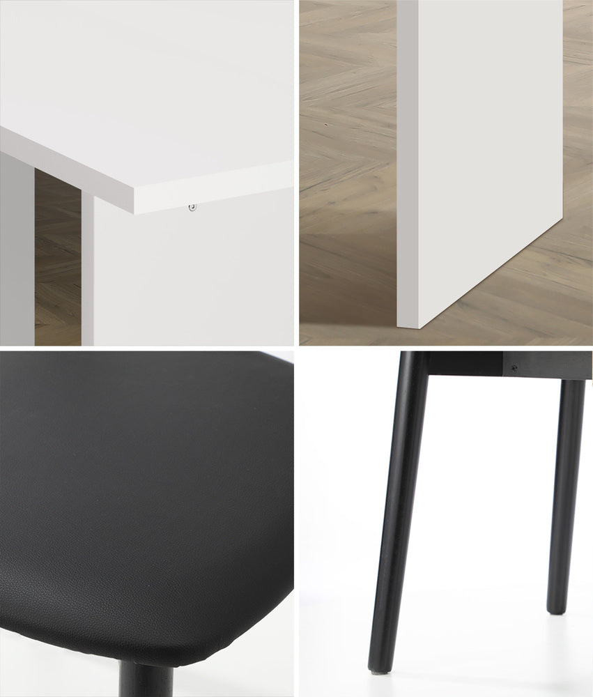 Oikiture 4-Seater Dining Table and Chairs Set Wooden Black