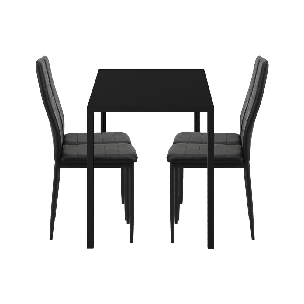 Oikiture 120cm Rectangle Dining Table with 4PCS Dining Chairs Wooden Black