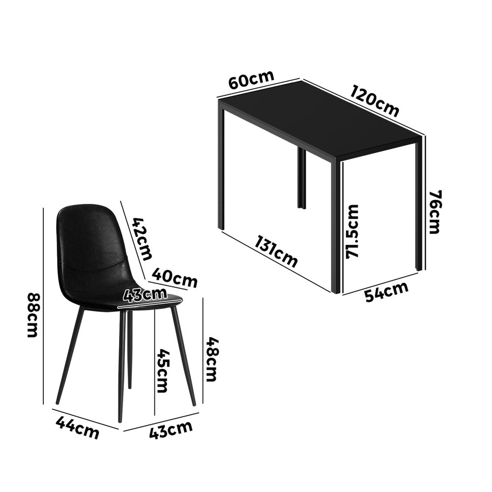 Oikiture 4-Seater Dining Set 1.2m Rectangular Table and Chairs