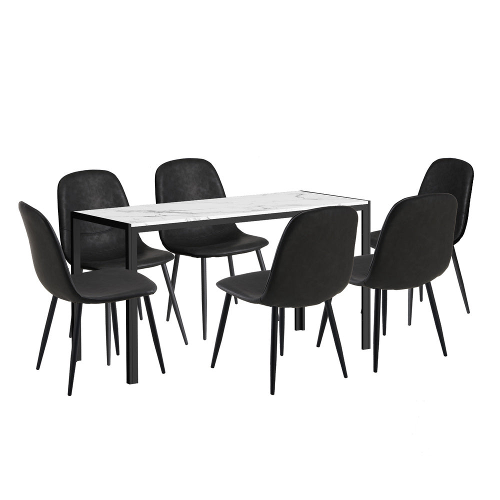 Oikiture 6-Seater Dining Set 1.4m Rectangular Table and Chairs