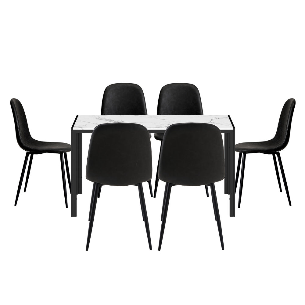 Oikiture 6-Seater Dining Set 1.4m Rectangular Table and Chairs