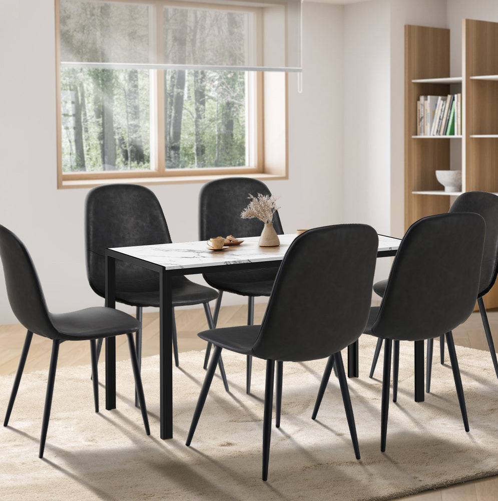Oikiture 6-Seater Dining Set 1.4m Rectangular Table and Chairs
