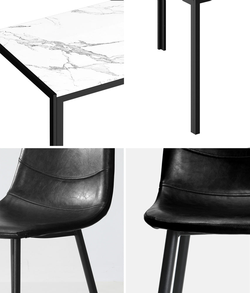 Oikiture 6-Seater Dining Set 1.4m Rectangular Table and Chairs