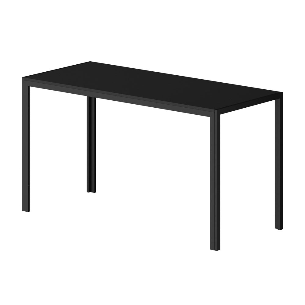 Oikiture 1.4m Dining Table with 6PCS Wooden Chairs Set PU Leather Black