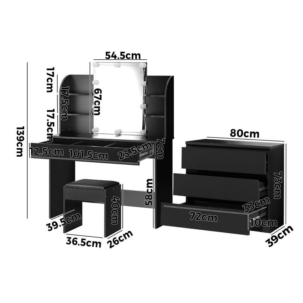 Oikiture 120cm Rectangle Dining Table with 4PCS Dining Chairs Leather Black