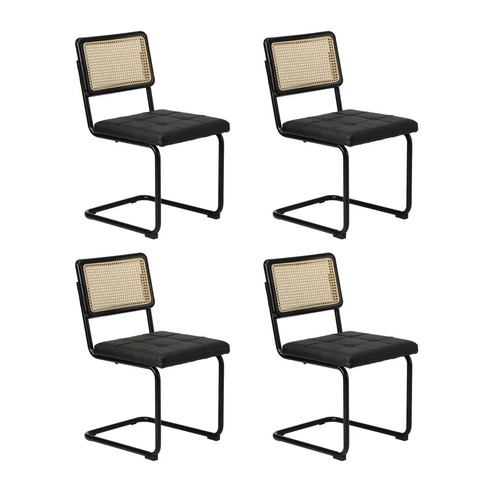 Oikiture 120cm Rectangle Dining Table with 4PCS Dining Chairs Leather Black