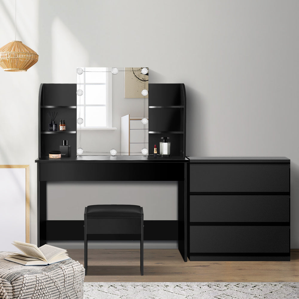 Oikiture 120cm Rectangle Dining Table with 4PCS Dining Chairs Leather Black