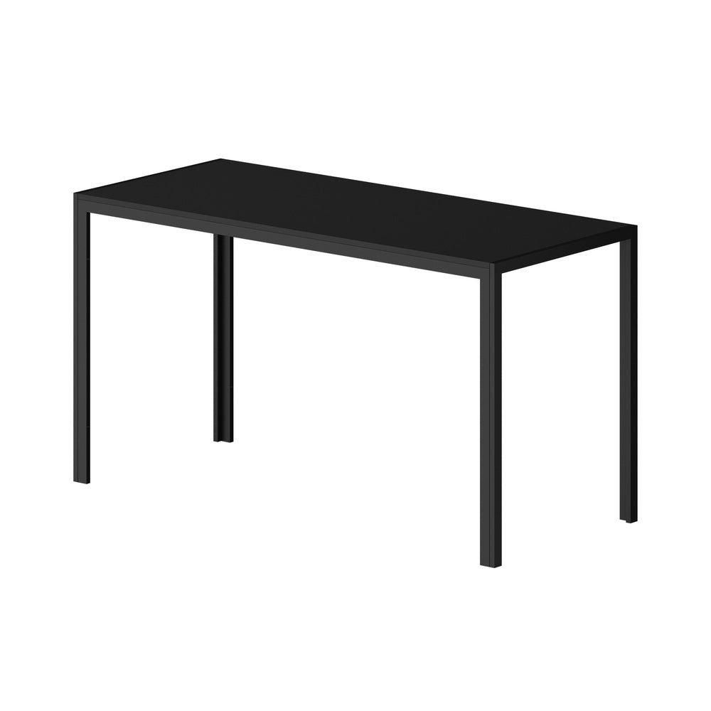 Oikiture 140cm Rectangle Dining Table with 6PCS Dining Chairs Leather Black