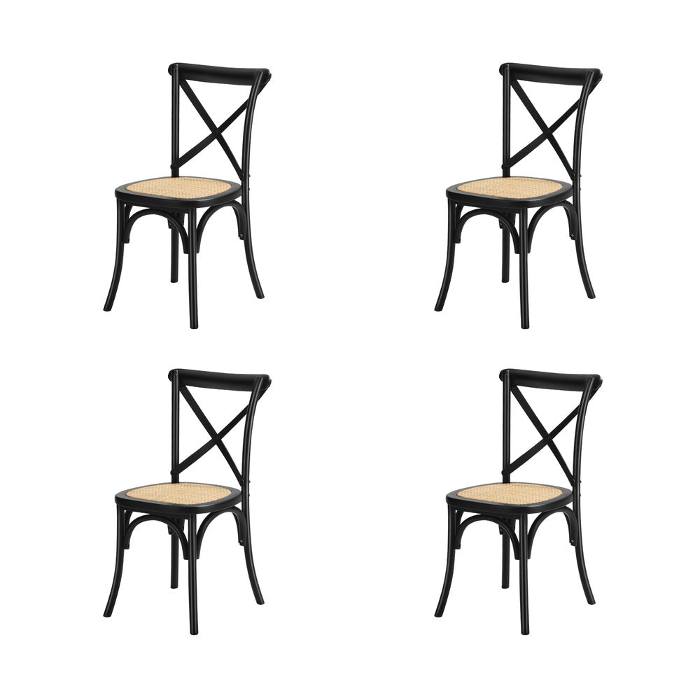 Oikiture 160cm Extendable Dining Table with 4PCS Dining Chairs Geometric Black
