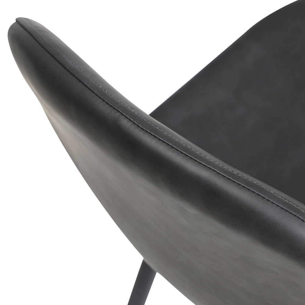 Oikiture 110cm Round Dining Table with 4PCS Dining Chairs PU Grey&Black