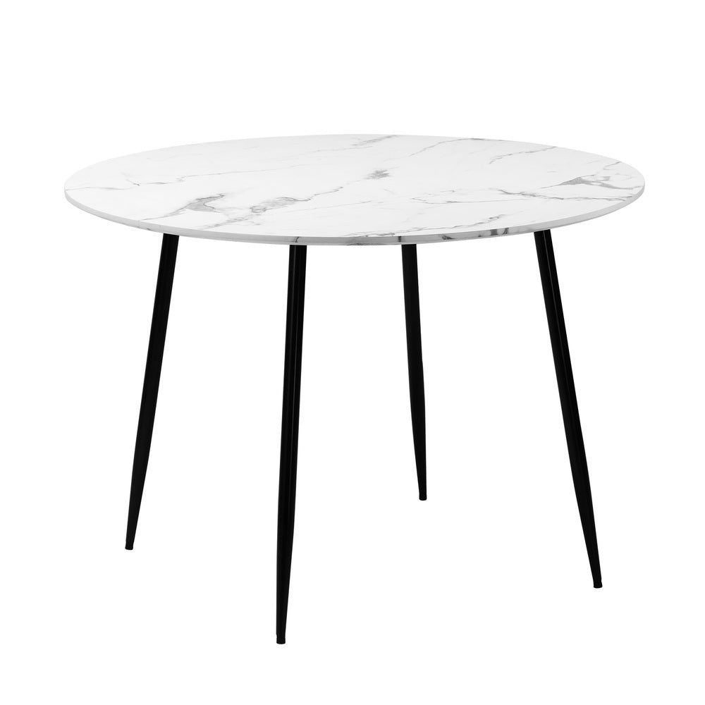 Oikiture 110cm Round Dining Table with 4PCS Chairs White Sherpa