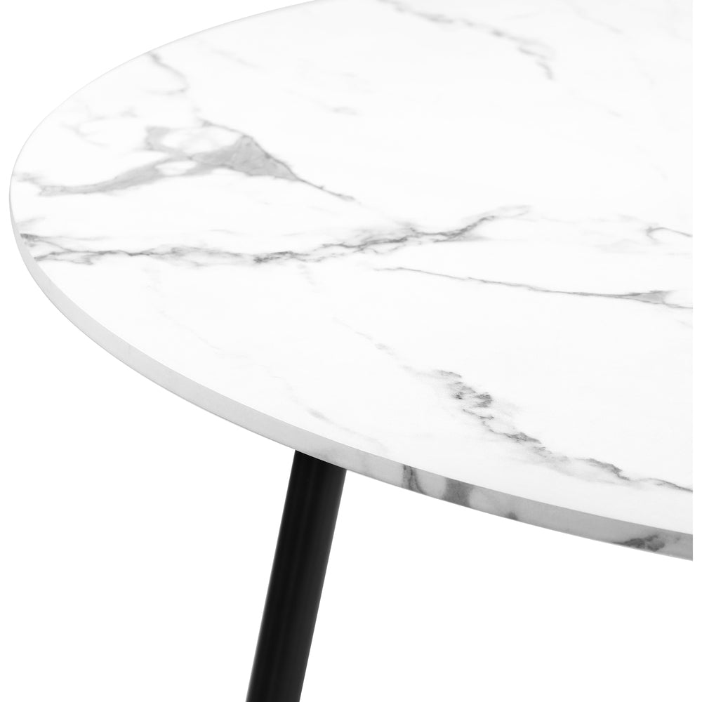 Oikiture Round Dining Table & 4PCS Dining Chairs Sherpa White