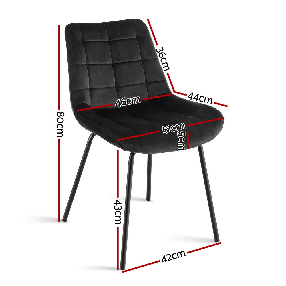 Artiss 2x Dining Chairs Velvet Tufted Kitchen Lounge Cafe Accent Chair Black