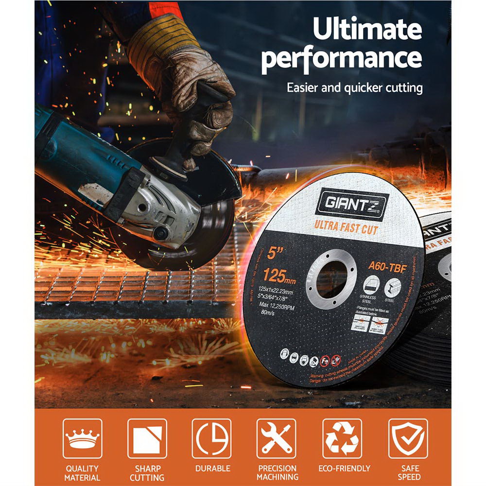 Giantz 100-Piece Cutting Discs 5 125mm Angle Grinder Thin Cut Off Wheel Metal
