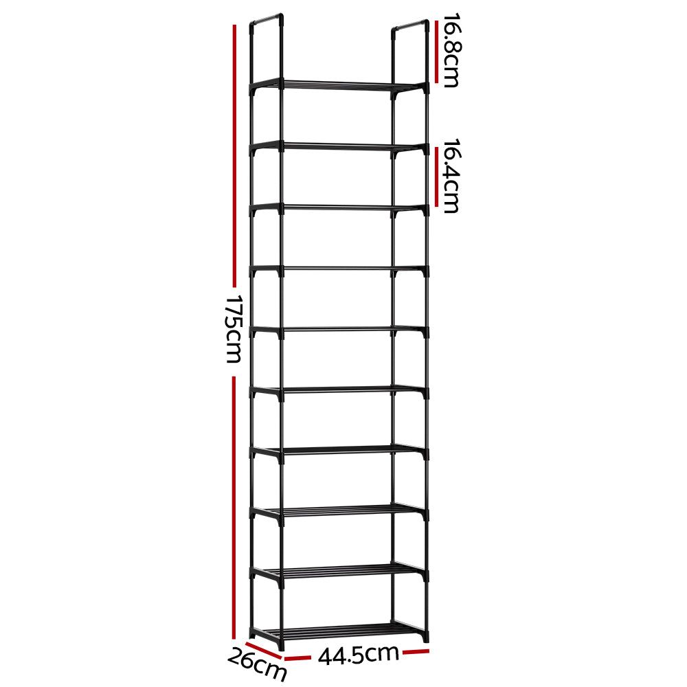Artiss 10-Tier Stackable Shoe Rack - Black Dunn Storage Solution