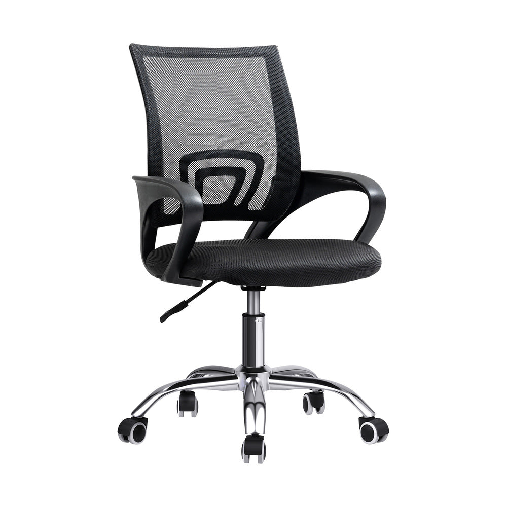 Oikiture Home Office Set BK&WH Computer Desk and Mesh Office Chair