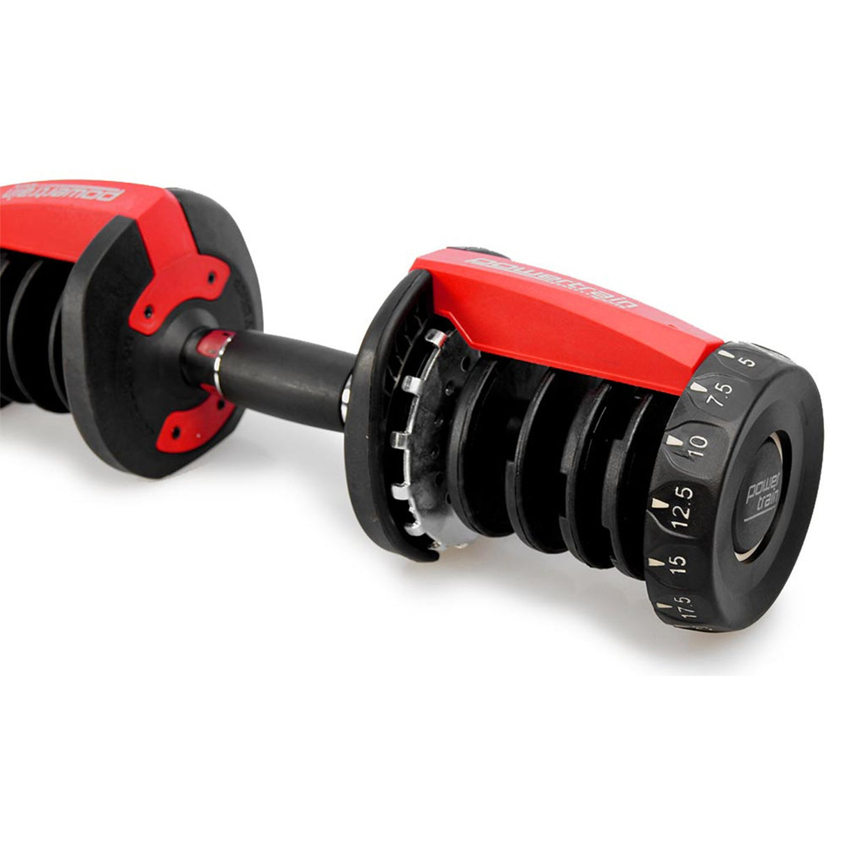 Powertrain 2x 24kg Adjustable Dumbbells Set Home Gym Exercise Free Weights - Red