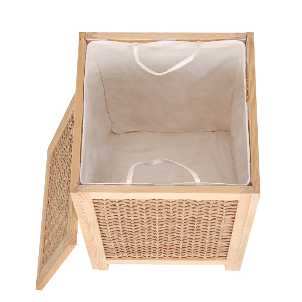 Pinewood Laundry Hamper with Removable Storage Bag and Detachable Lid