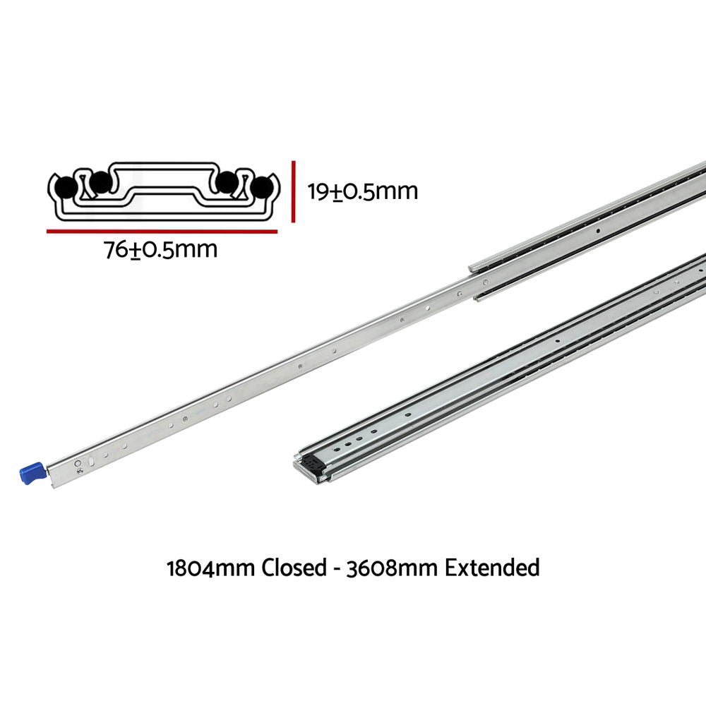 Giantz 2x Drawer Slides Full Extension Locking 227kg 1804-3608mm Length