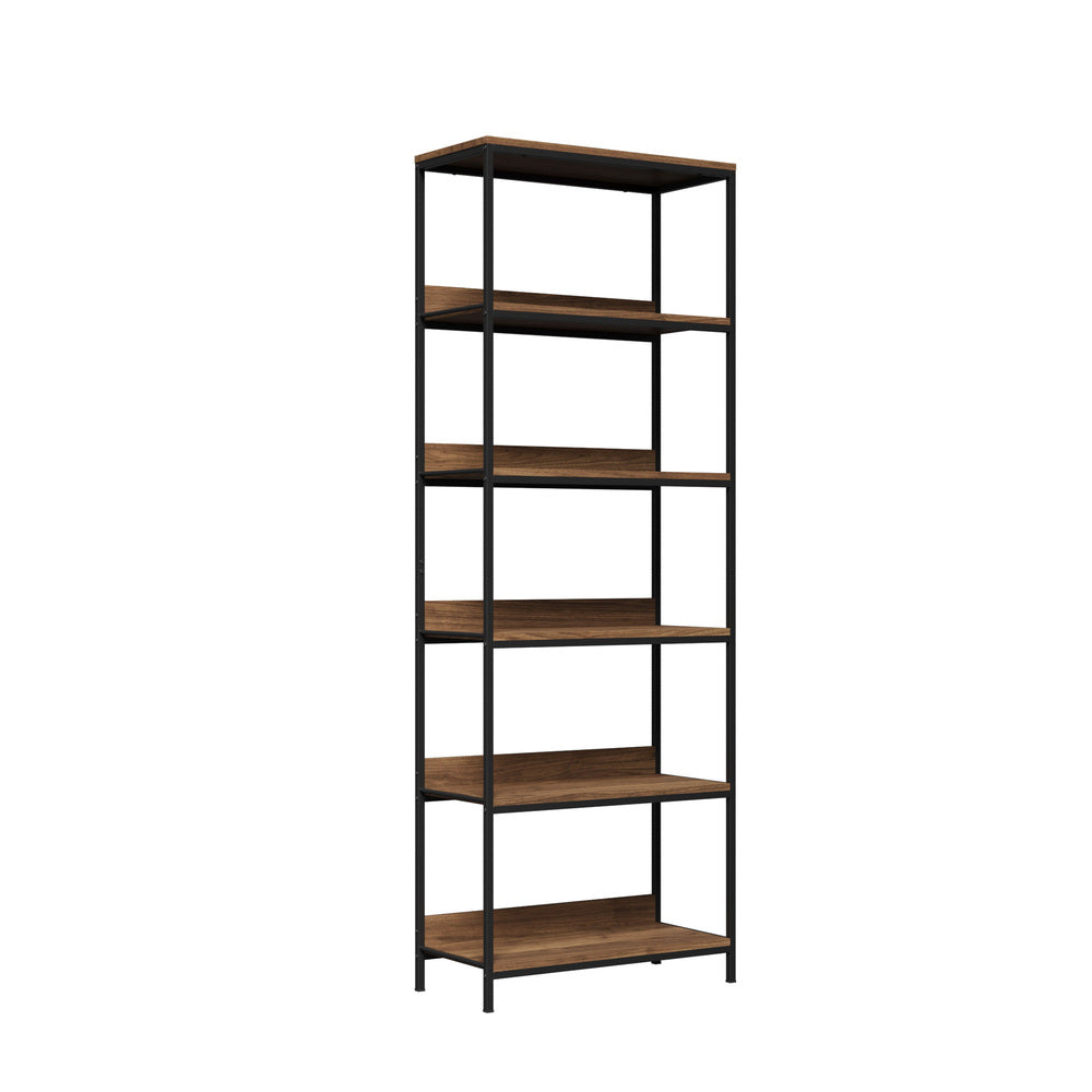 Oikiture Display Shelf 5 Tier Storage Shelves Black&Walnut