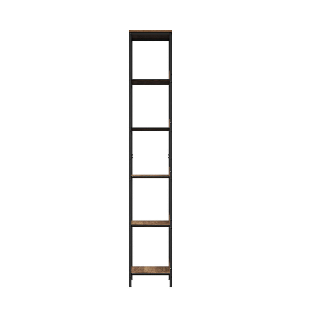 Oikiture Display Shelf 5 Tier Storage Shelves Black&Walnut