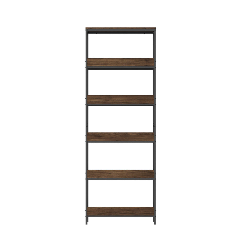 Oikiture Display Shelf 5 Tier Storage Shelves Black&Walnut