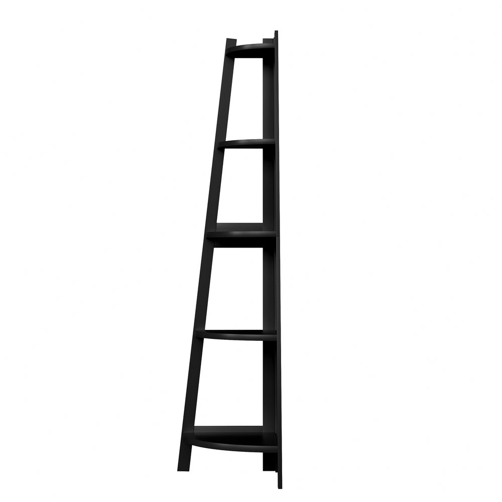 Oikiture Corner Ladder Shelf 5-Tier Display Shelf Black