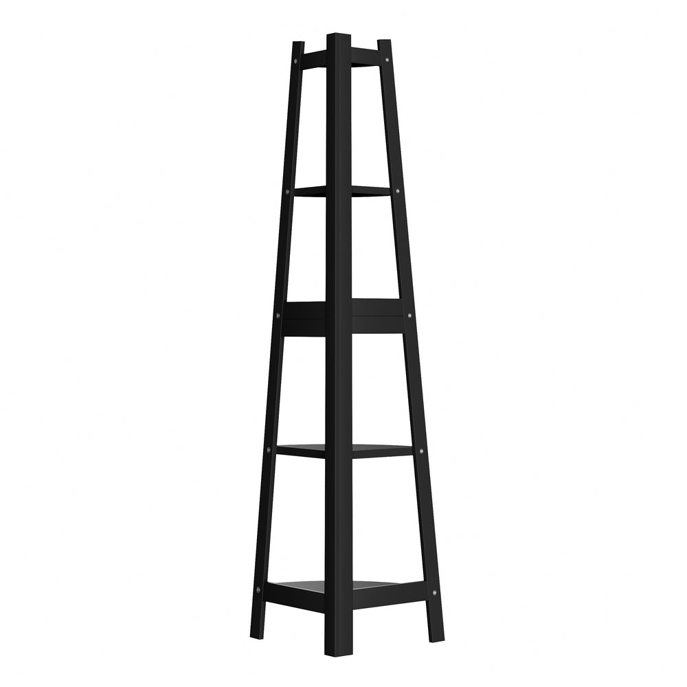 Oikiture Corner Ladder Shelf 5-Tier Display Shelf Black