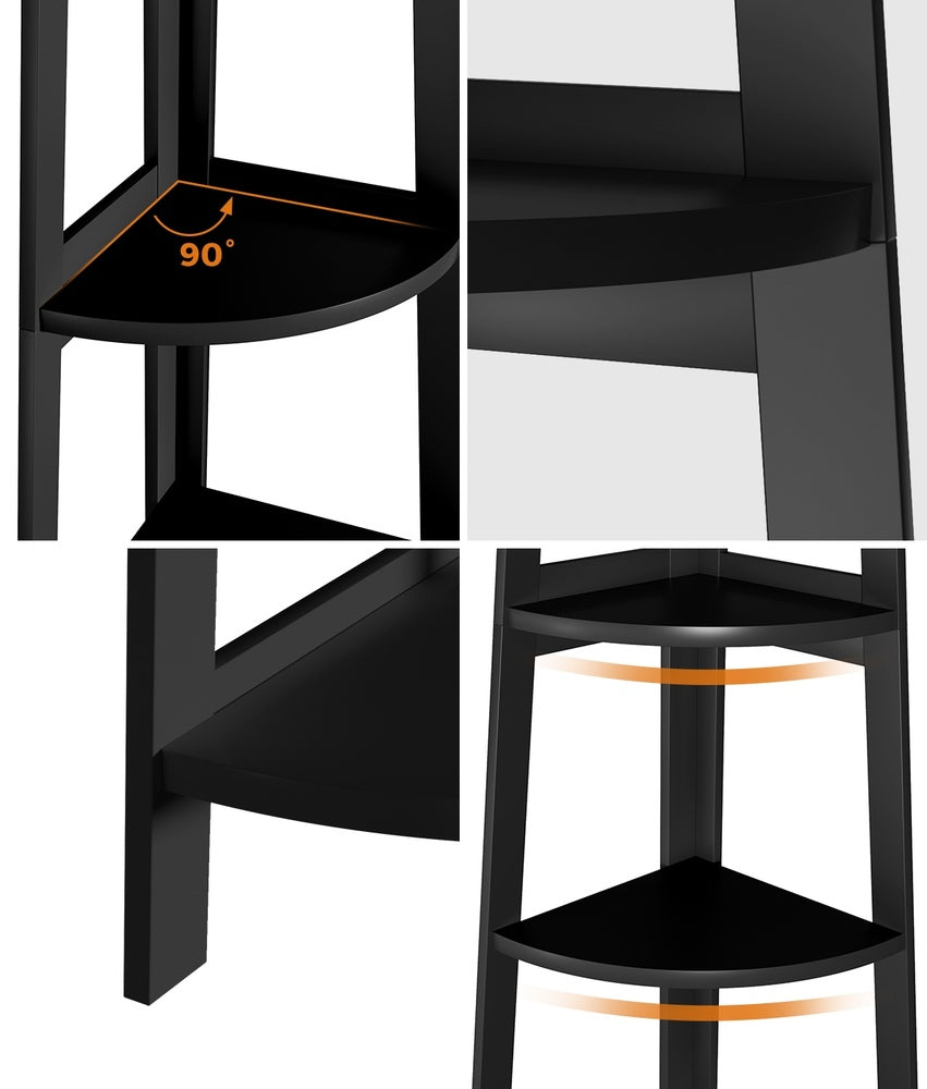 Oikiture Corner Ladder Shelf 5-Tier Display Shelf Black