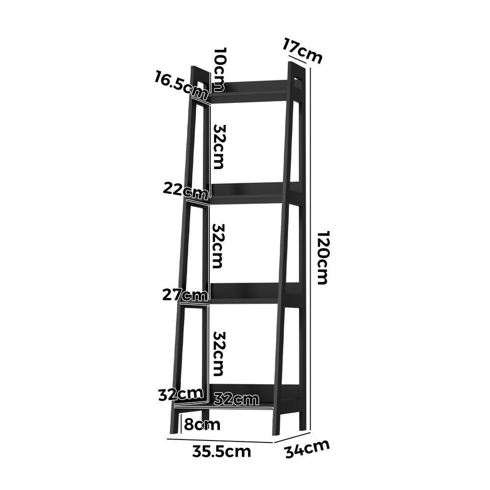Oikiture Display Shelf 4 Tier Corner Ladder Shelves Black