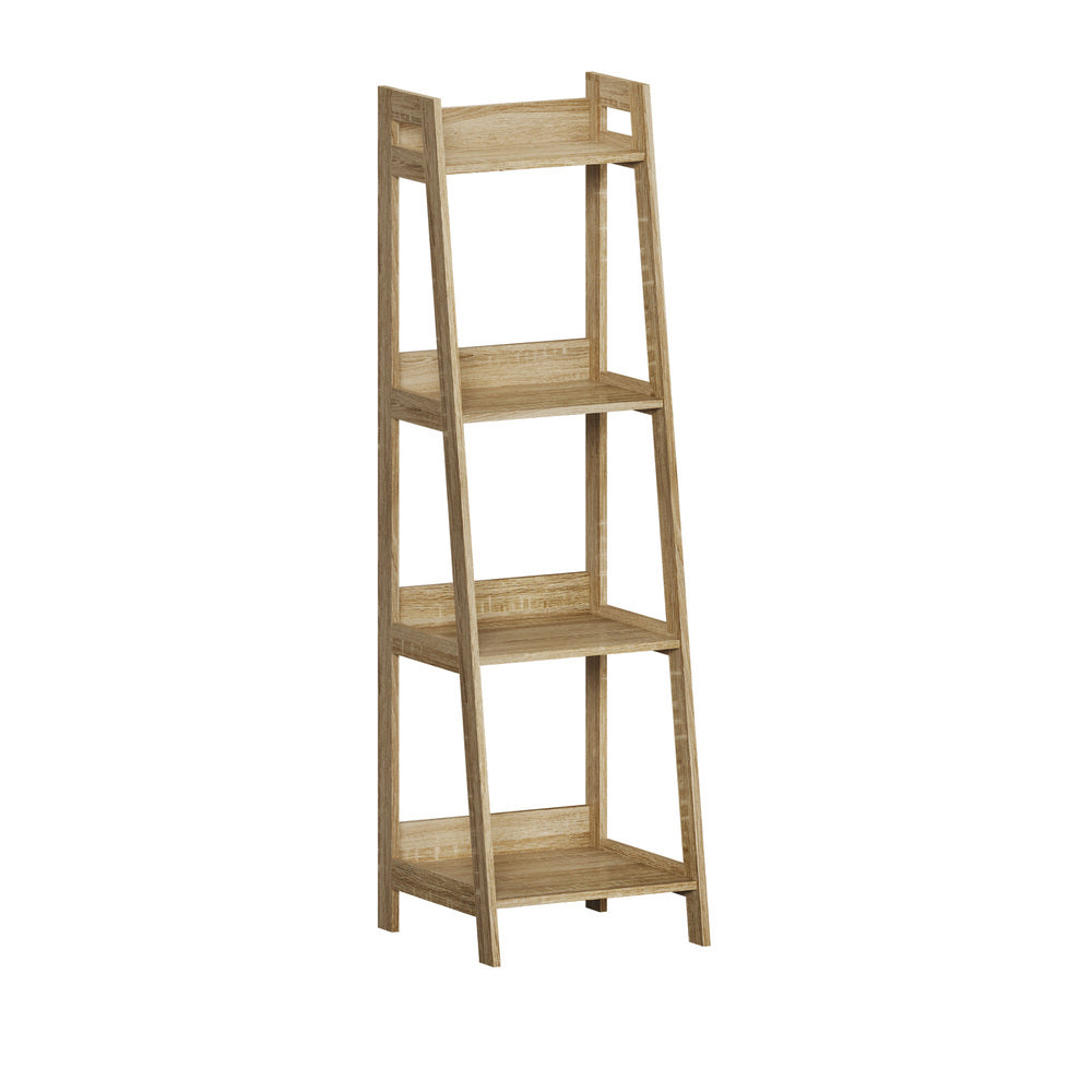 Oikiture Display Shelf 4 Tier Corner Ladder Shelves Natural