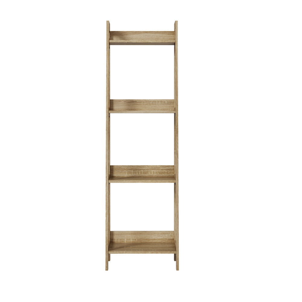 Oikiture Display Shelf 4 Tier Corner Ladder Shelves Natural
