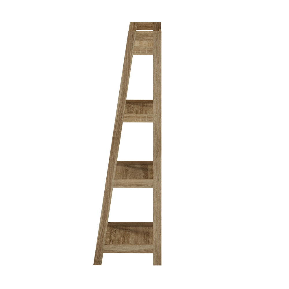 Oikiture Display Shelf 4 Tier Corner Ladder Shelves Natural