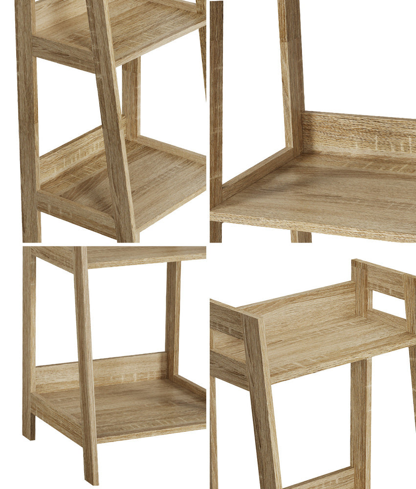 Oikiture Display Shelf 4 Tier Corner Ladder Shelves Natural