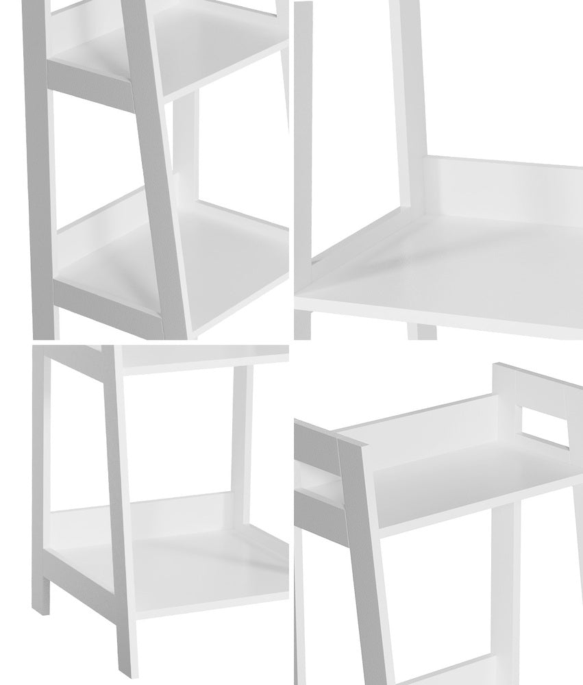 Oikiture Display Shelf 4 Tier Corner Ladder Shelves White