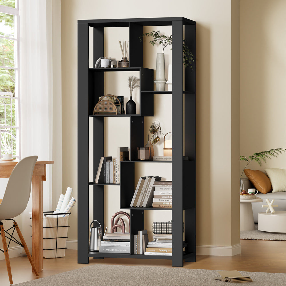 Oikiture Display Shelf Open Multi-tier Shelves Black