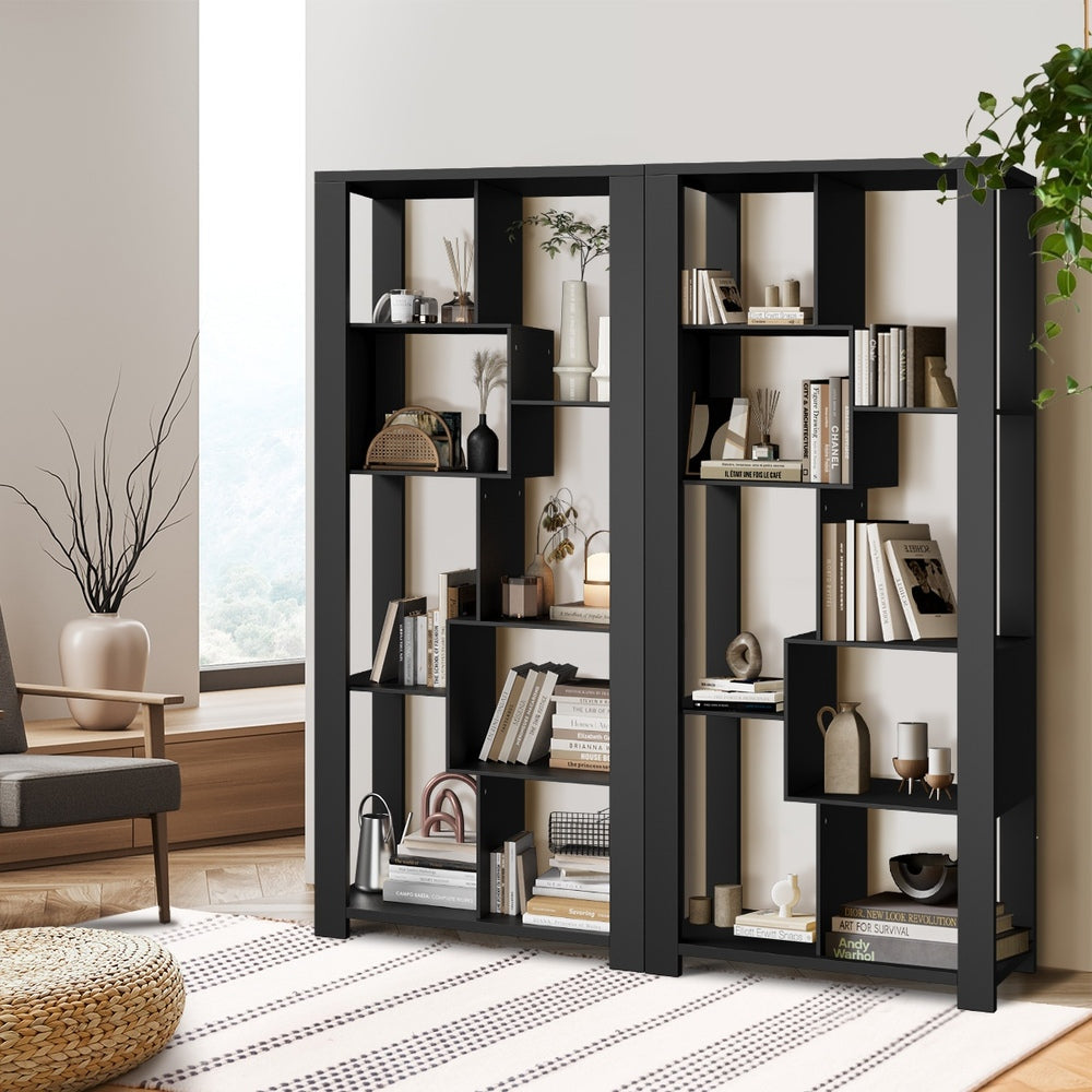 Oikiture Display Shelf Open Multi-tier Shelves Black