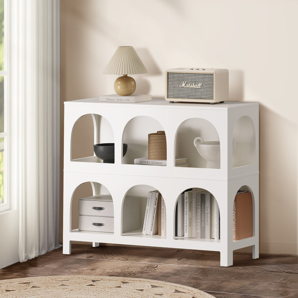 Oikiture Display Shelf Storage Stand Bookshelf White