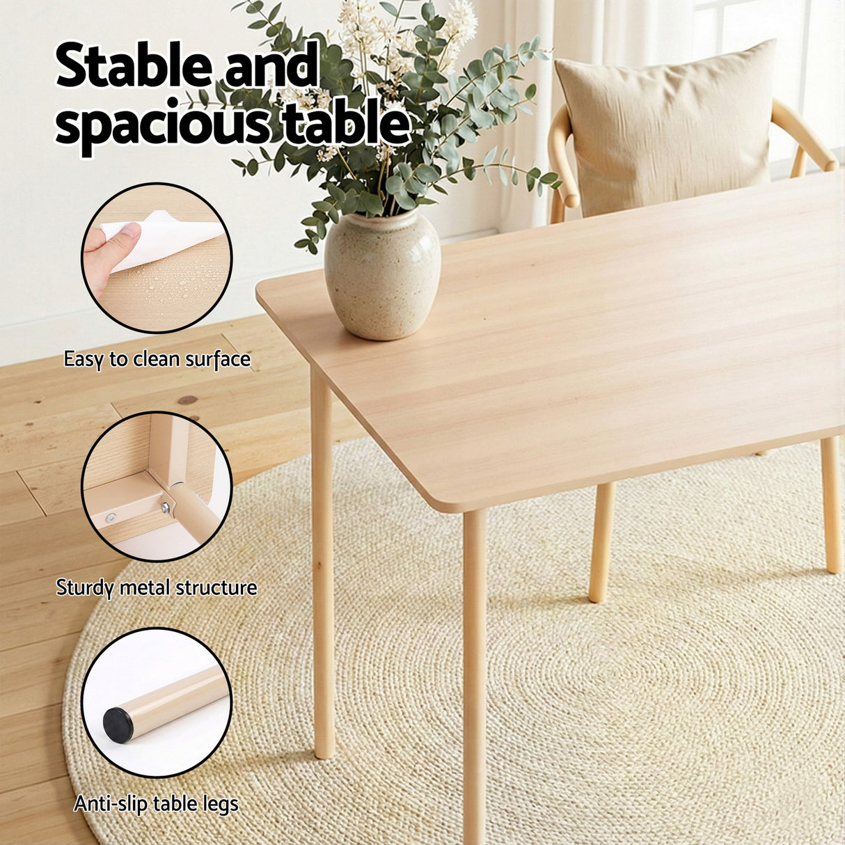 Artiss Dining Table and Chairs Set of 5 Compact Kitchen Furniture Natural Beige