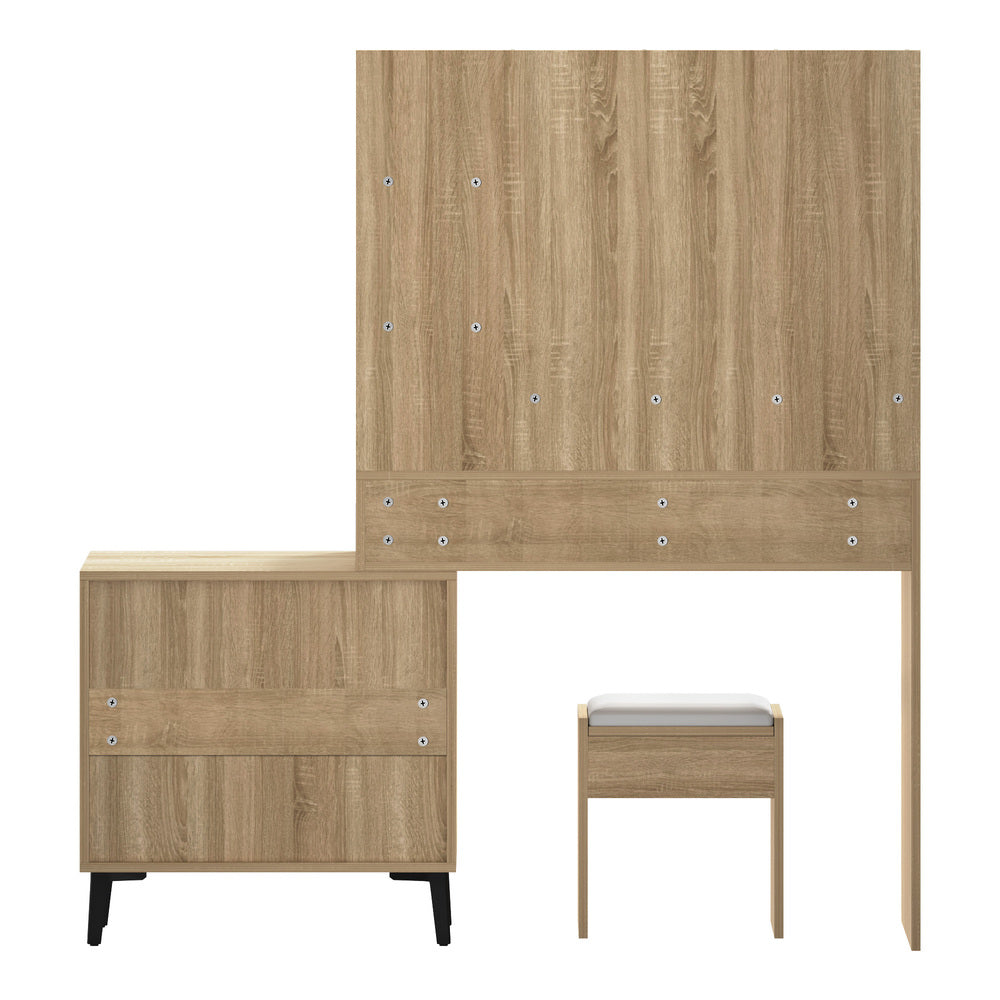 Oikiture Dressing Table Stool Set 10 LED Bulbs Natural