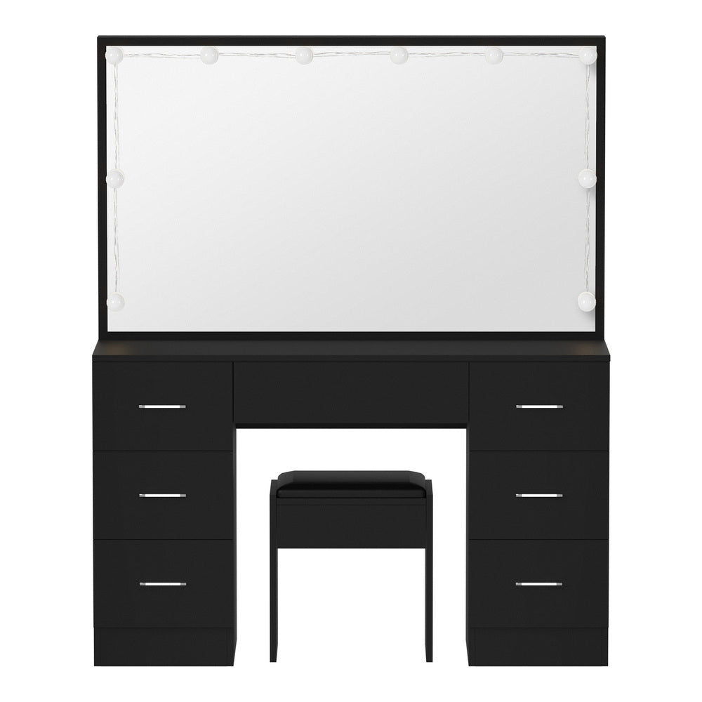 Oikiture Dressing Table Large Makeup Mirror 10 LED Bulbs Black