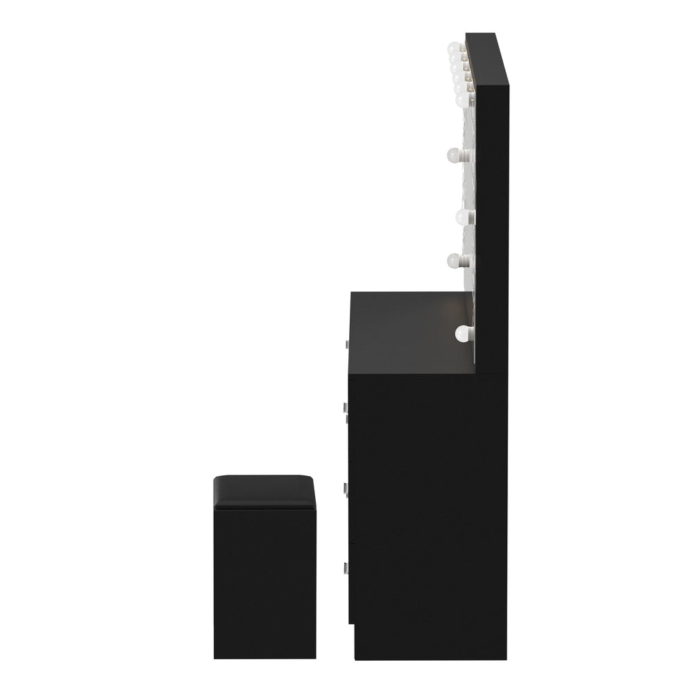 Oikiture Dressing Table Large Makeup Mirror 10 LED Bulbs Black