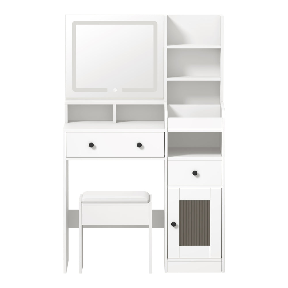 Oikiture Dressing Table Stool Set LED Light White