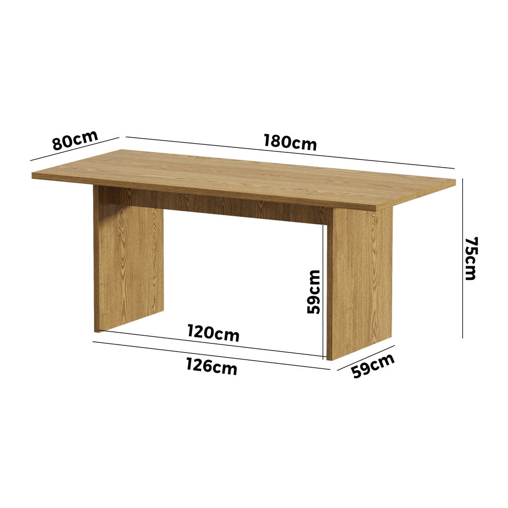 Oikiture 180cm Dining Table Rectangular Timber Natural