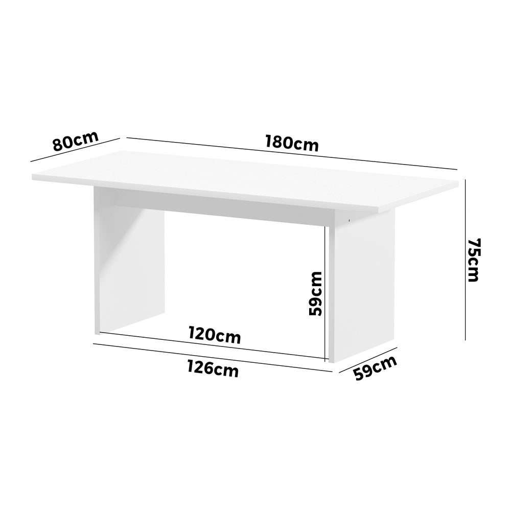 Oikiture 180cm Dining Table Rectangular Timber White